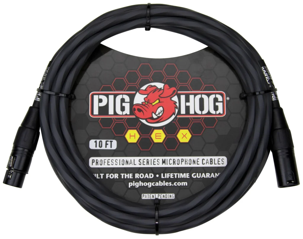 Pig Hog XLR microphone cable used for live audio connections
