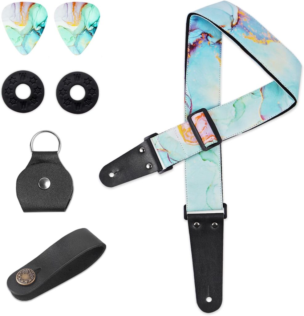 Colorful Guitar Strap with Picks and Strap Locks